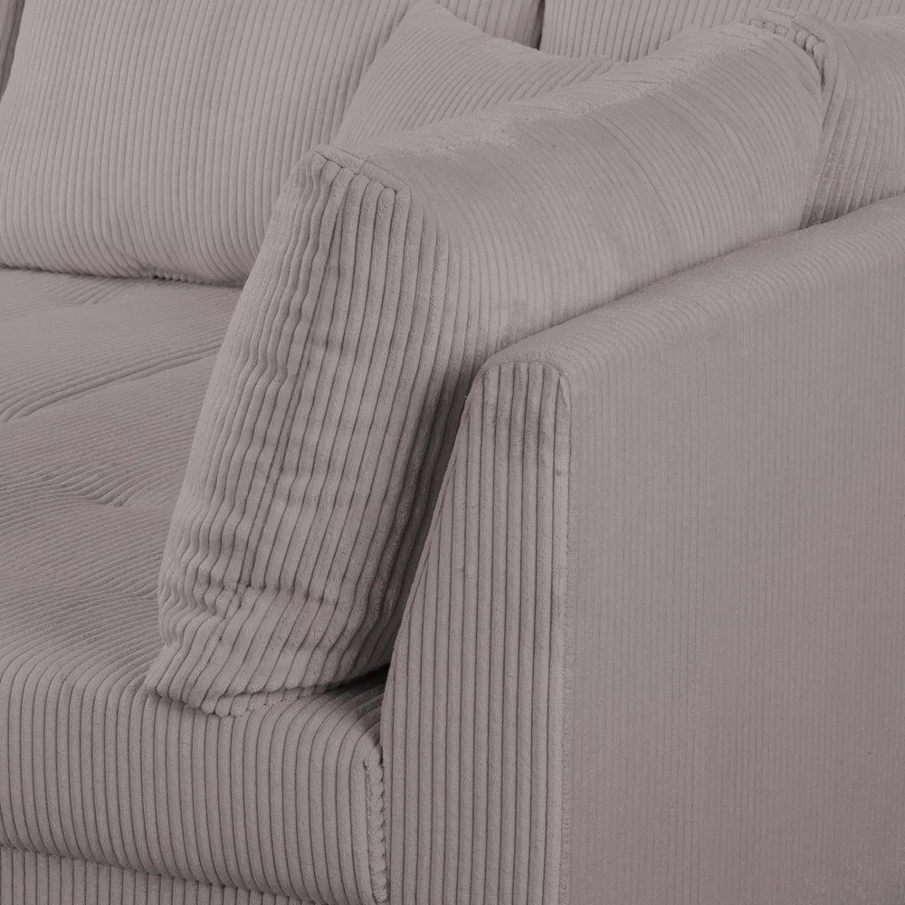 Colțar gri cu tapițerie din catifea reiată (cu colț pe partea dreaptă) Ariella – Ropez