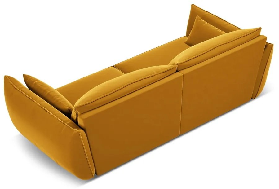 Canapea galben-muștar cu tapițerie din catifea 208 cm Vanda – Mazzini Sofas