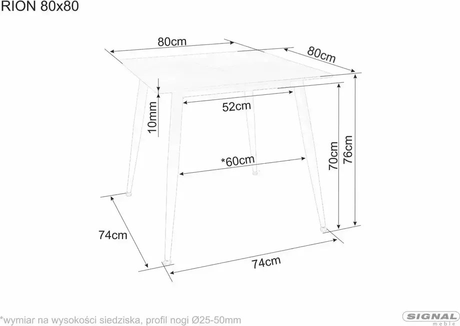 Masa Rion bej mat/cașmir L80xl80 cm
