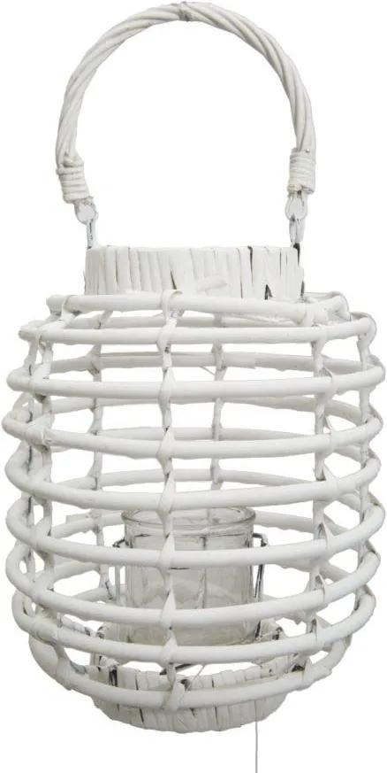 Felinar Rope Grande, 32x25x25 cm, ratan, alb