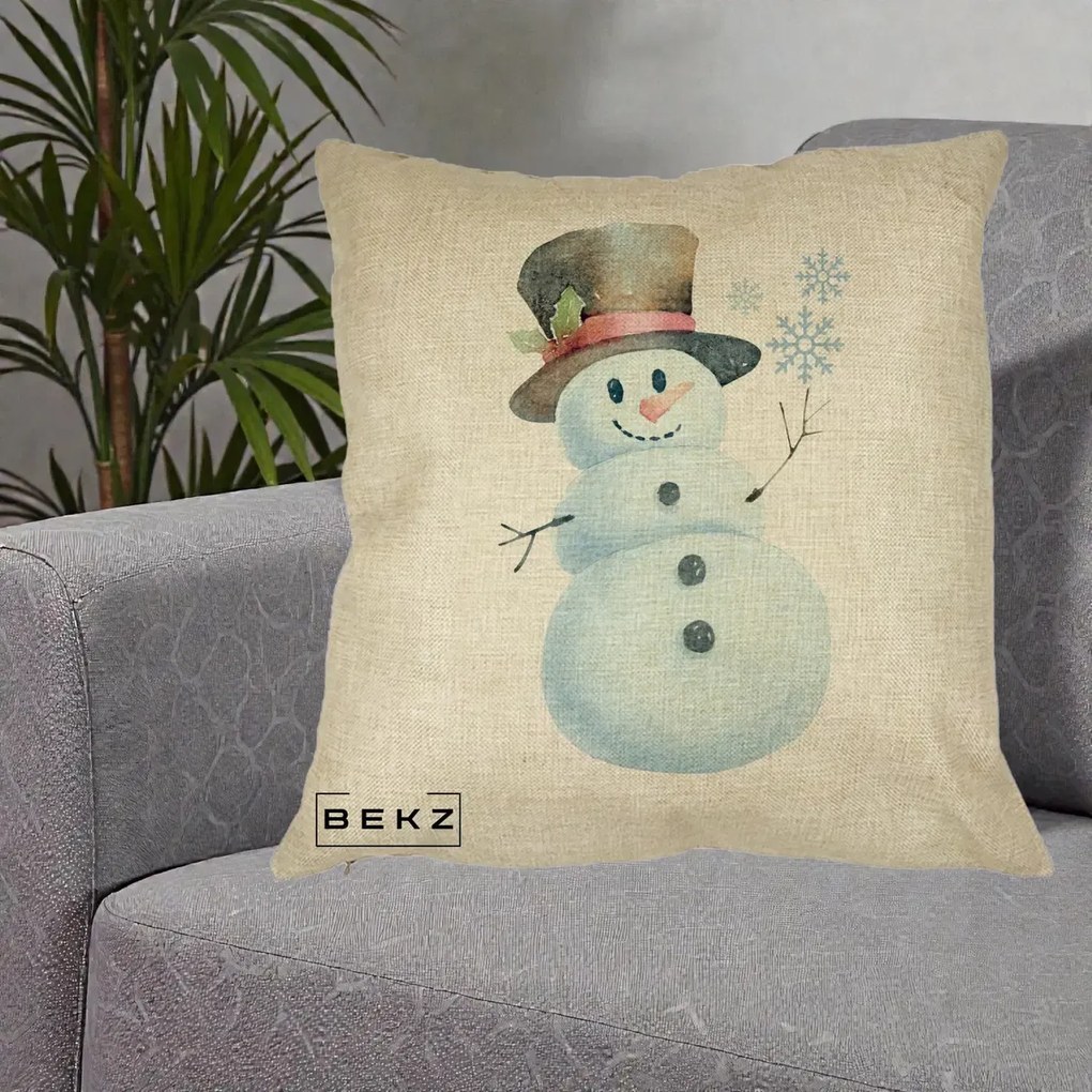 Perna Decorativa Om de Zapada cu Joben si Vasc, 40x40 cm, Crem, Husa Detasabila, Perna Inclusa, BEKZ®