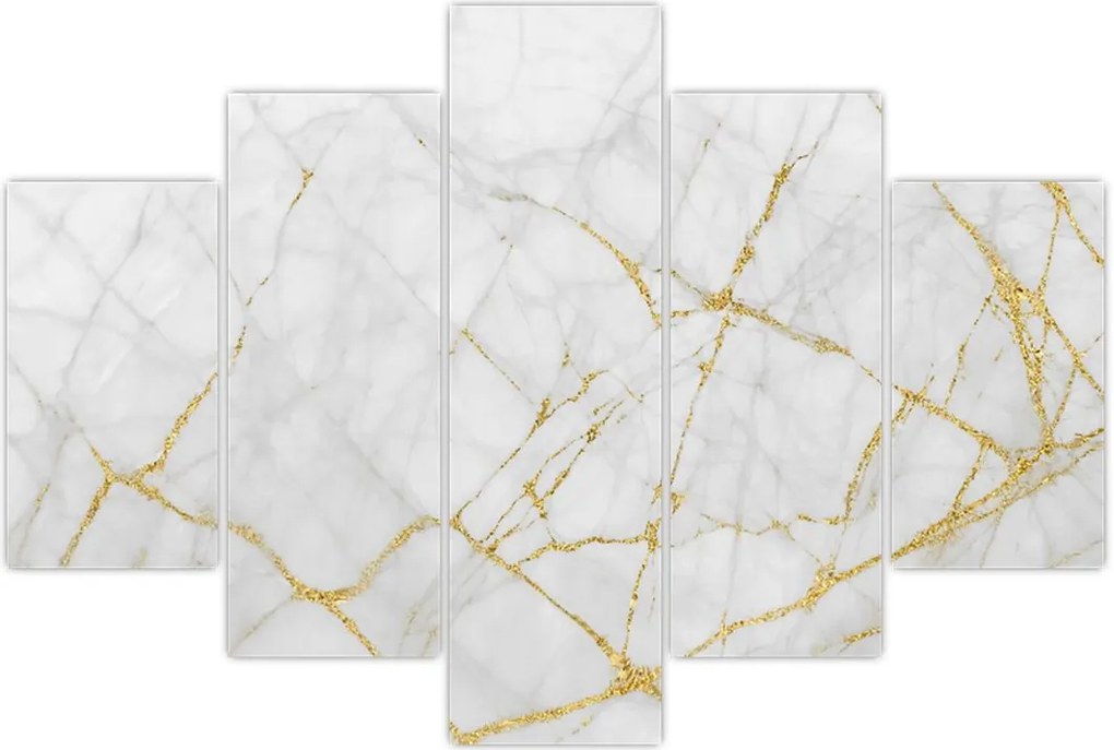 Tablou - Marmură alb- auriu (150x105 cm)
