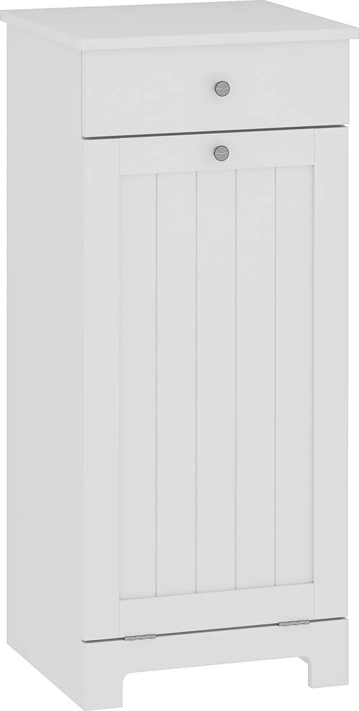 HOMCOM Dulap de baie cu coș rabatabil pentru rufe murdare Mobilier pentru rufe murdare cu sacoșă textilă pliabilă și sertar Alb 40x38x90 cm | Aosom Romania