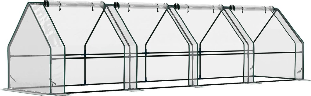 Outsunny Mini Seră Portabilă Tunel pentru Plante și Flori cu Uși Rulabile cu Fermoar, Transparentă | Aosom Romania