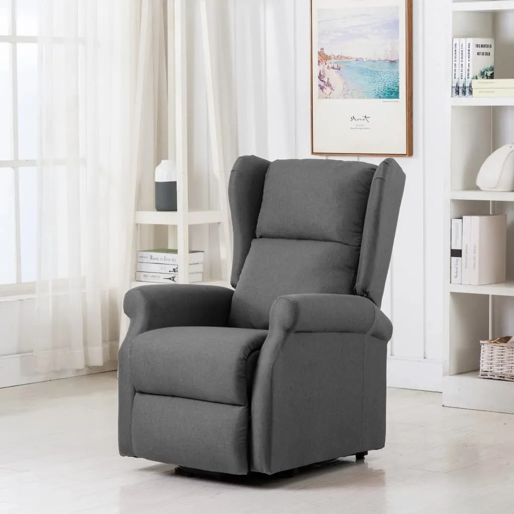 289730 vidaXL Fotoliu cu ridicare pe verticală, gri deschis, material textil