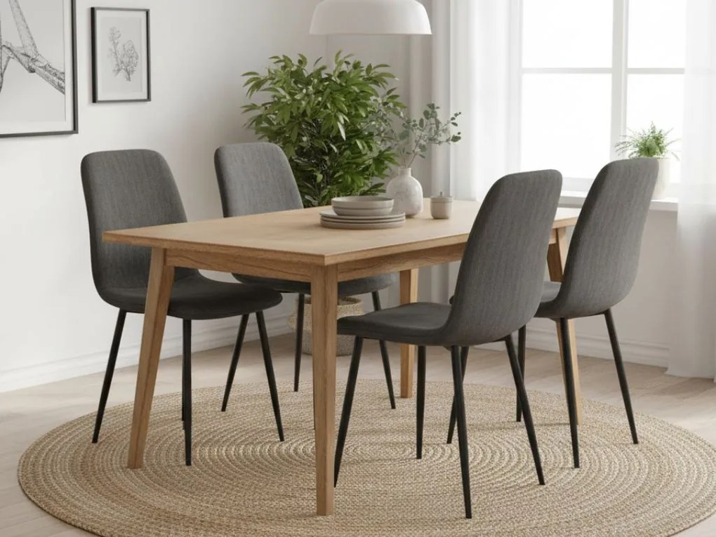 Scaun de dining gri RIFT cu picioare negre