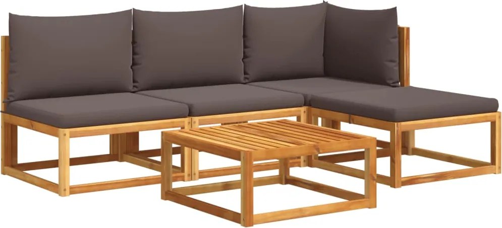 vidaXL Set canapele de grădină cu 5 piese, lemn de salcâm și frânghie