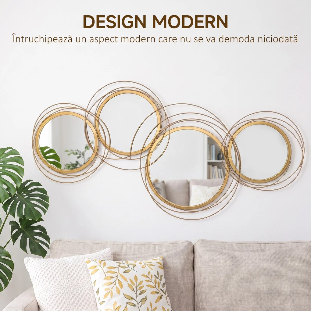 HOMCOM Decoratiune de perete din metal Decor oglinda decorativa moderna Sculpturi de perete | Aosom Romania