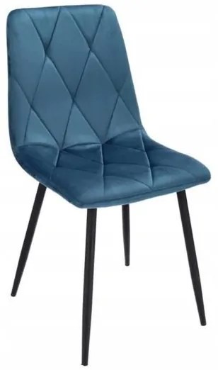 Scaun stil scandinav, matlasat, catifea, metal, albastru marin, 44x52x89 cm, Piado