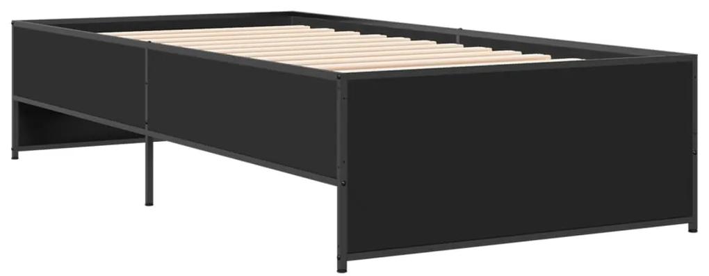 845241 vidaXL Cadru de pat, negru, 90x200 cm, lemn prelucrat și metal