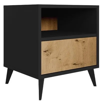 Noptieră Oksewo 1SZ (Stejar artisan + Negru) . 1104518