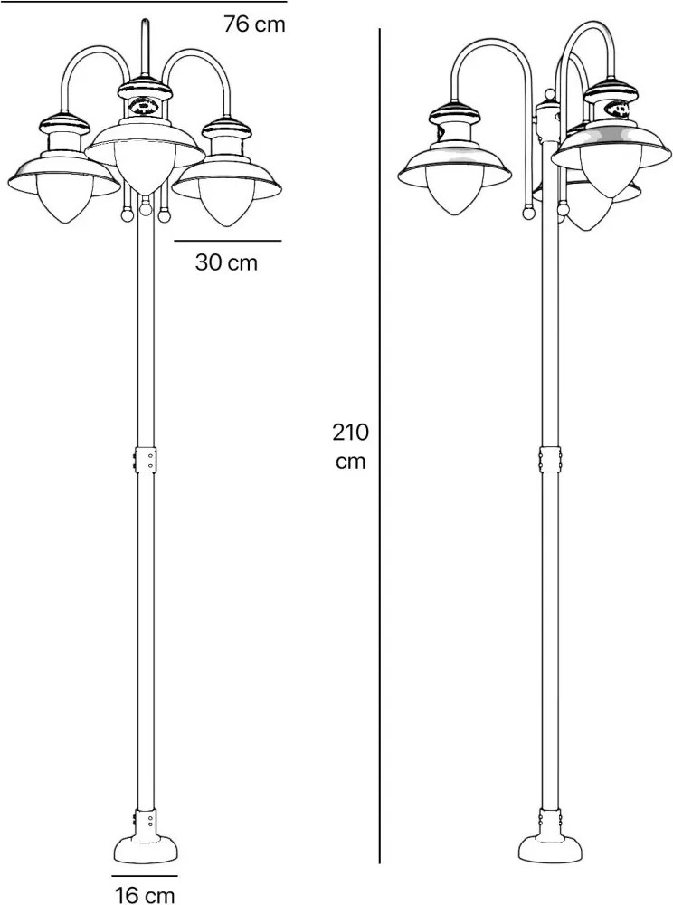 Stalp exterior IP44 realizat manual din alama Amalfi