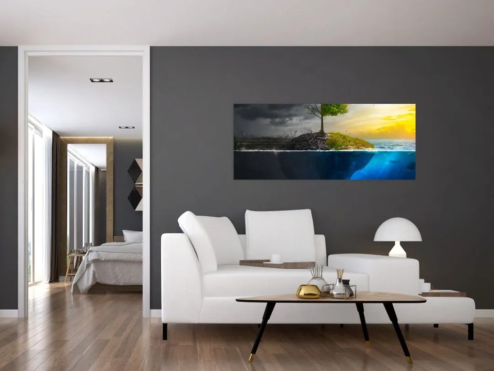 Tablou reprezentând două părți (120x50 cm)