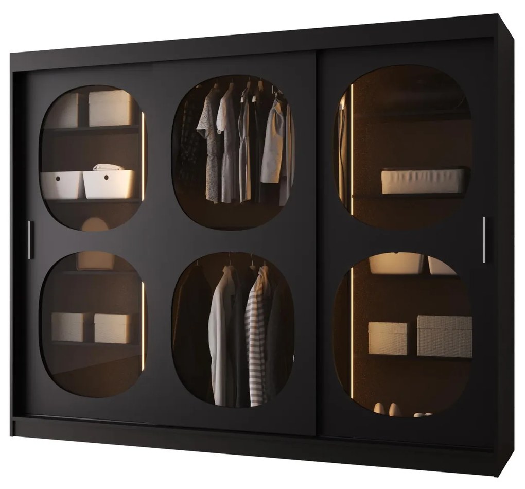 Dulap de haine 250 cm Boomer 2 (Negru) (cu iluminat). Promo -32%. 1126270