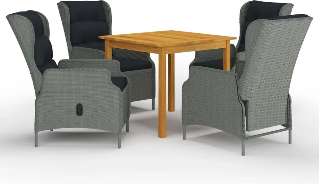 vidaXL Set de mobilier pentru grădină, 5 piese, gri deschis