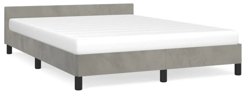 347567 vidaXL Cadru de pat cu tăblie, gri deschis, 140x190 cm, catifea