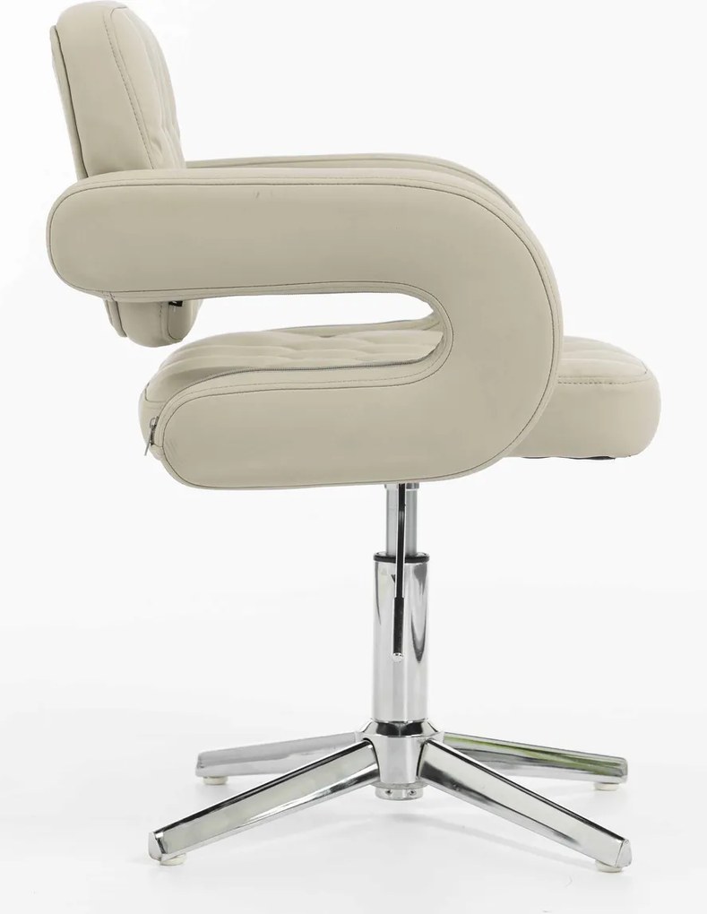 HR8403CROSS Scaun Ecru Piele Ecologica Premium Soft cu Bază Cromata