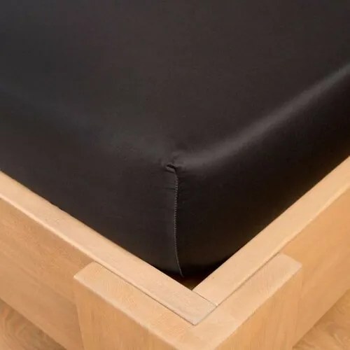 Kvalitex Satin foaie cu elastic negru , 100 x 200cm, 100 x 200 cm