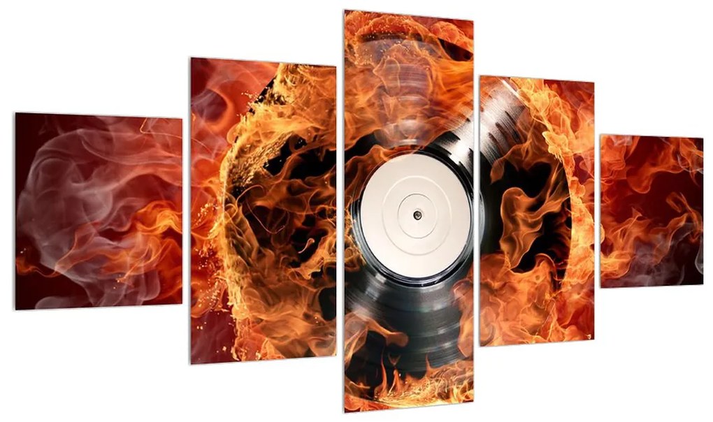 Tablou cu placă de gramofon în foc (125x70 cm), în 40 de alte dimensiuni noi