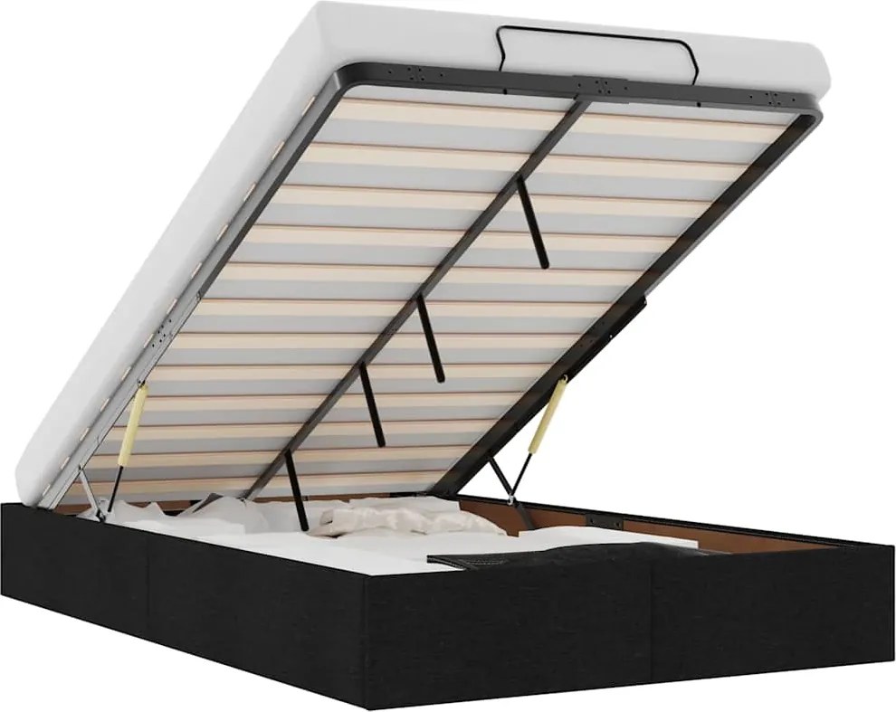 vidaXL Cadru pat otoman fără saltea Negru 120x190 cm țesătură
