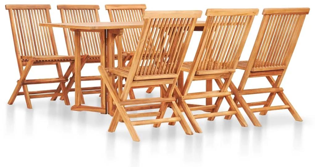 49001 vidaXL Set mobilier de exterior pliabil, 7 piese, lemn masiv de tec