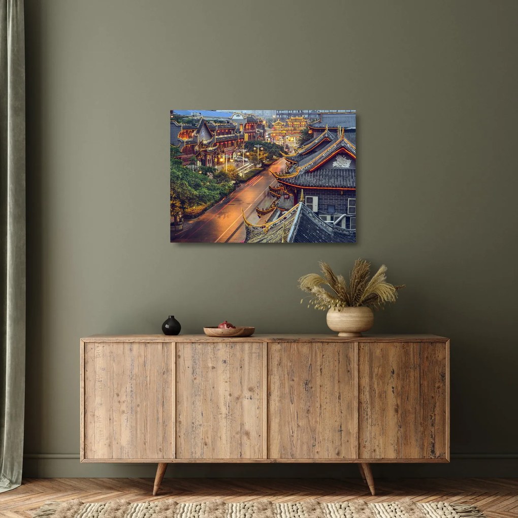 Tablou pe sticlă - Qintai Road, Chengdu, China (70x50 cm)