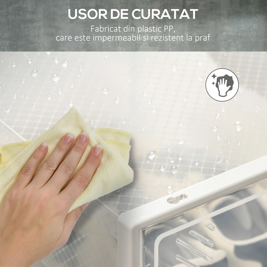 HOMCOM Pantofar Modular cu 8 Cuburi de Depozitare și Uși Magnetice, Cuburi din PP, 25x35x19 cm, Alb și Transparent | Aosom Romania