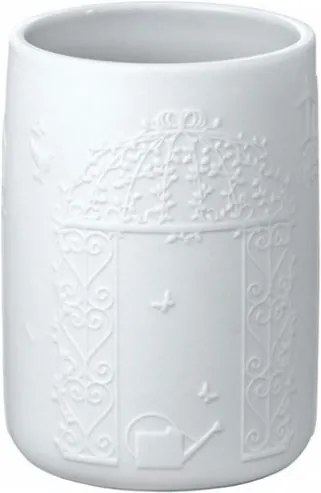 Suport alb din ceramica pentru periuta dinti 7,5x10,5 cm Cup Garden Wenko