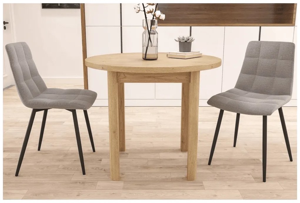 Masa de dining rotunda ADAM 80x80 cm, decor stejar Cremona Torro