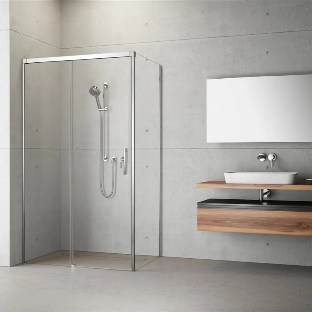 Cabina de dus dreptunghiulara cu usa glisanta Radaway Idea KDJ 130x100 cm crom-transparent stanga