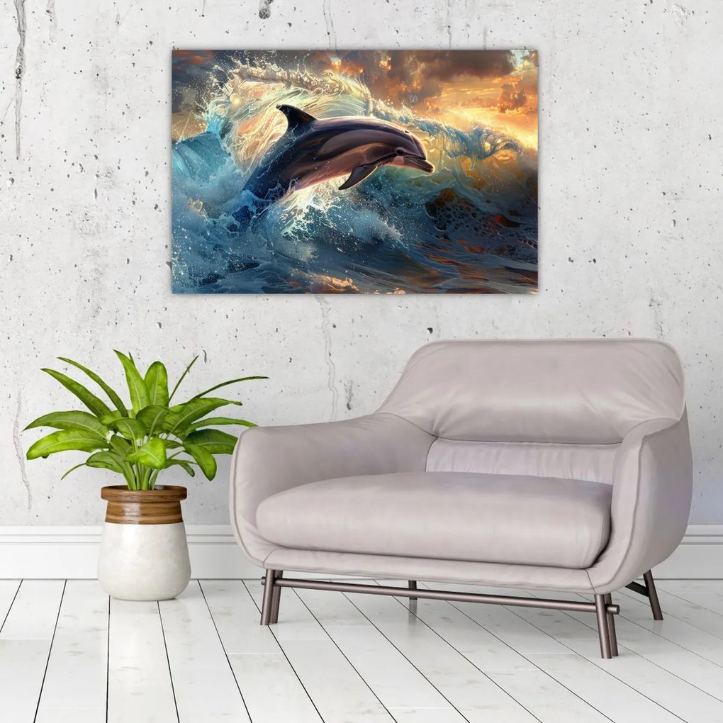 Tablou - Delfin, ilustrații (90x60 cm)