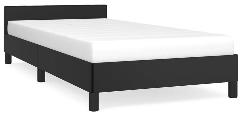 347471 vidaXL Cadru de pat cu tăblie, negru, 90x190 cm, piele ecologică