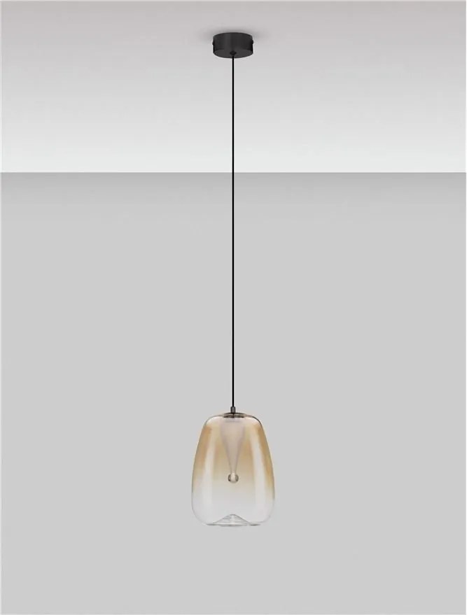 Pendul LED modern, Metal, Sticla, Chihlimbar, OBLO