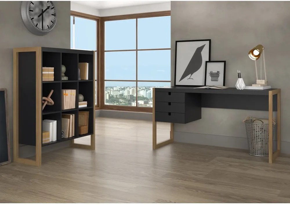 Birou Marckeric Square, 140 x 75 cm, gri antracit