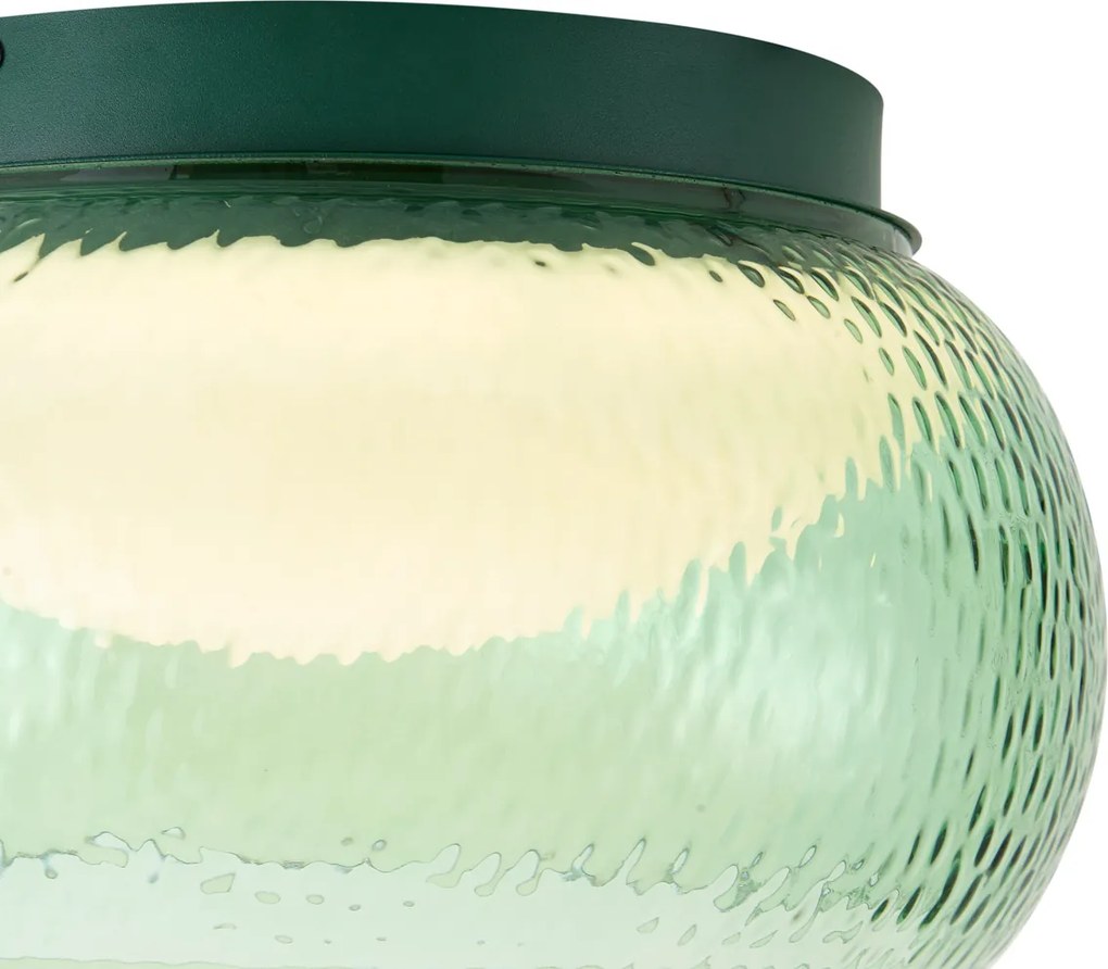 Lampă de tavan Art Deco verde cu sticlă, inclusiv LED reglabil în 3 trepte - Thimble