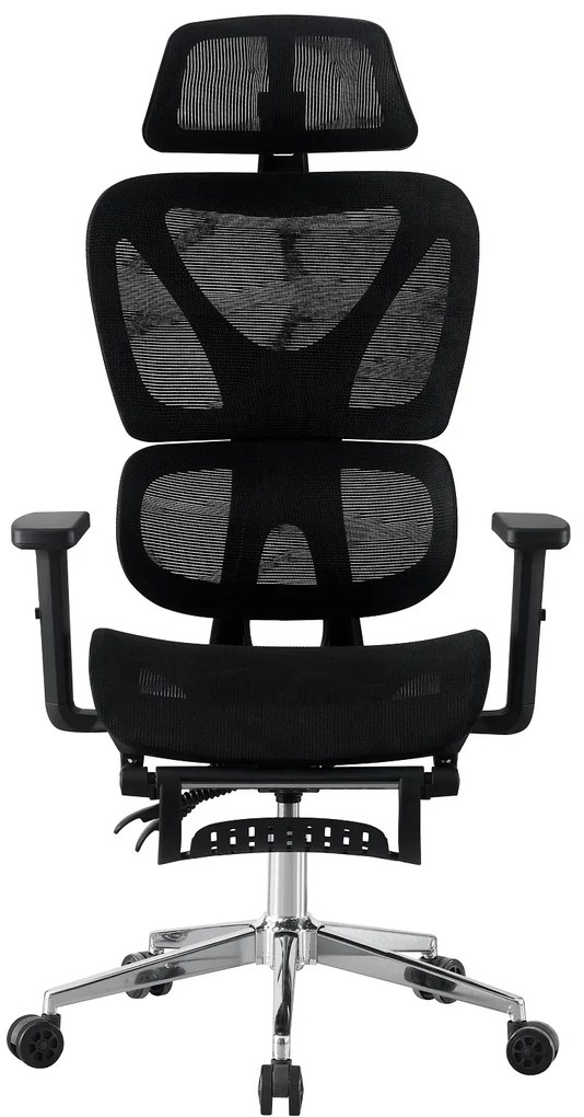 RESIGILAT- RIGACHAIR PRO Scaun ergonomic, sezut translatie, cotiere 2D, tetiera 2D, recliner 155°, suport picioare, Full Mesh, Negru