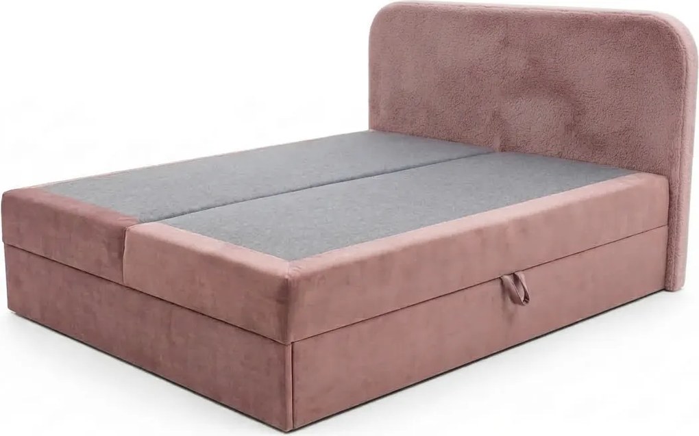 Pat tapițat boxspring FORENA 160x200 cm roz vechi Saltea: Saltea cu arcuri Bonell