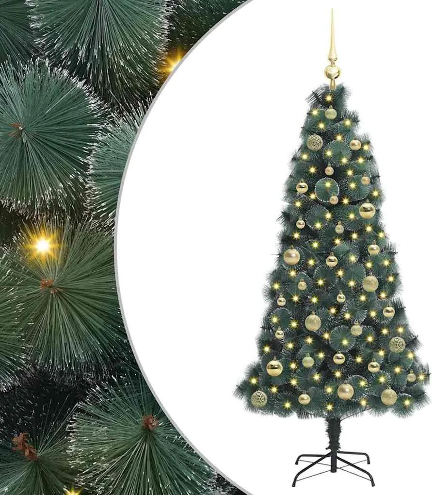 vidaXL Pom de Crăciun artificial pre-iluminat cu set de bile 150 cm