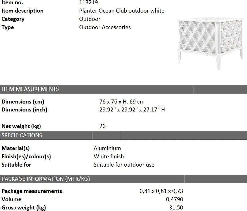 Ghiveci, Suport flori pentru exterior Ocean Club, alb 113219 HZ