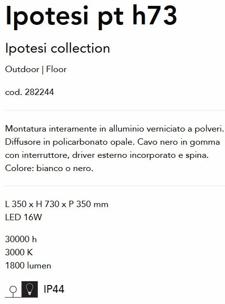 Lampa LED de podea pentru exterior Ipotesi pt h73 negru