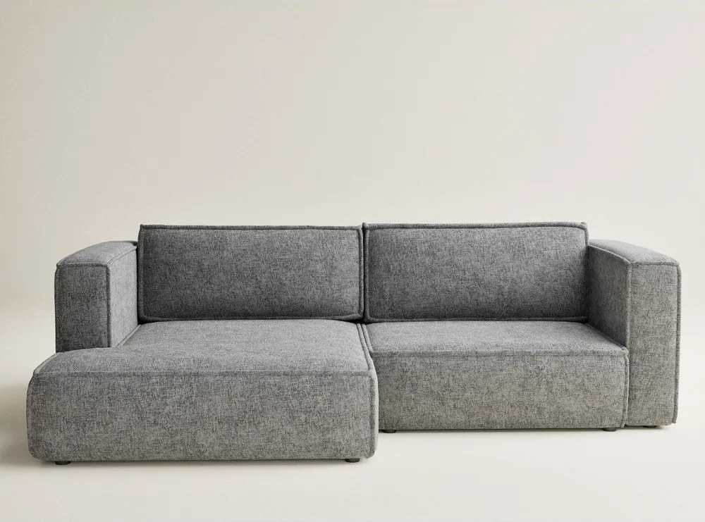 Colțar gri extensibil/cu spațiu de depozitare cu tapițerie din chenille (cu colț pe partea stângă/cu șezlong) Velto – Maison de Rêve