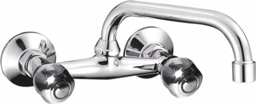 Baterie bucatarie dubla comanda Inter Ceramic Clear finisaj crom lucios pipa 17.6 cm