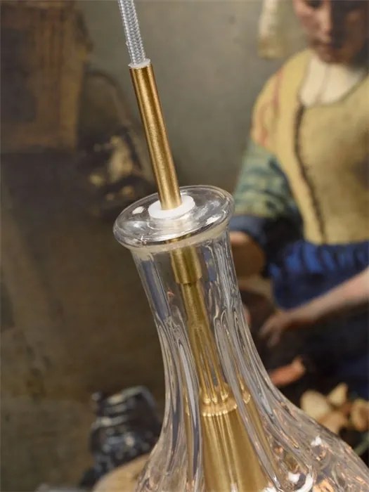Lustra, Pendul elegant din sticla Brussels transparent/gold, drop