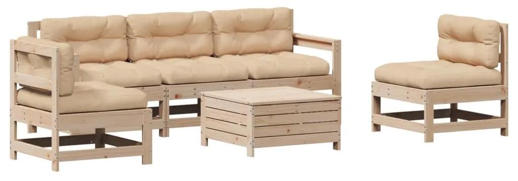 3250732 vidaXL Set mobilier de grădină cu perne, 6 piese, lemn masiv de pin