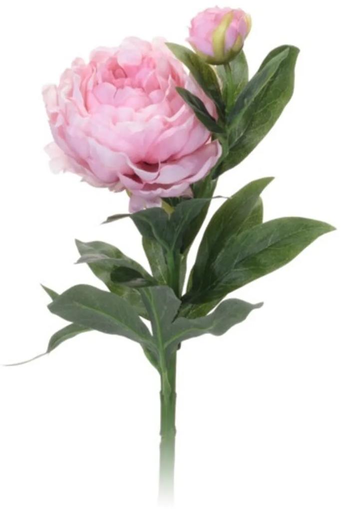 Floare artificiala Peony, 17x17x61 cm, poliester, roz deschis