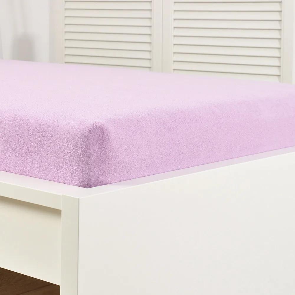 Cearsaf elastic de pat froté, violet mov 90x200 cm