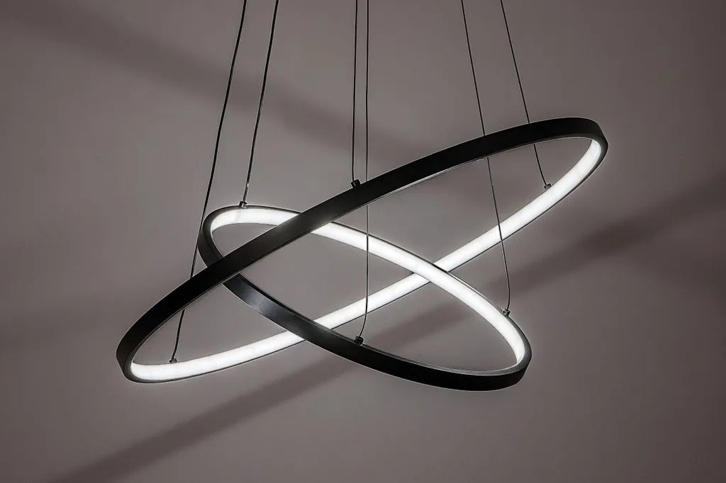 Lustra LED cu telecomanda cu 2 inele metal negru Beliza