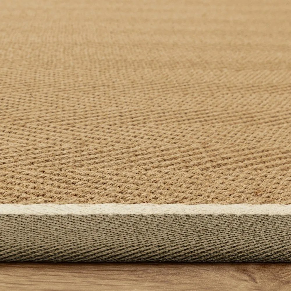 Covor kaki/în culoare naturală reversibil, țesut manual din iută 200x290 cm Bordo Herringbone Khaki – Asiatic Carpets