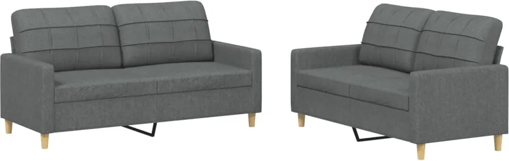 vidaXL Set de canapele cu perne, 2 piese, gri închis, textil
