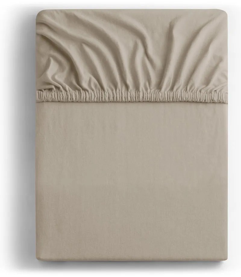 Cearceaf maro deschis din jerseu cu elastic 90x200 cm Amber – Restilo
